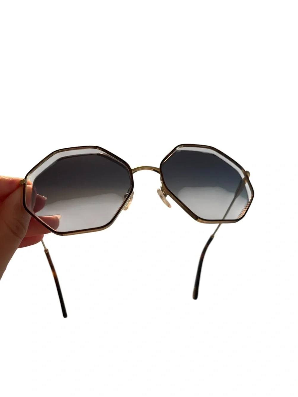 Chloé Poppy Octagonal Geometric Sunglasses Gold Tortoise CE132S - 58 mm - NWT